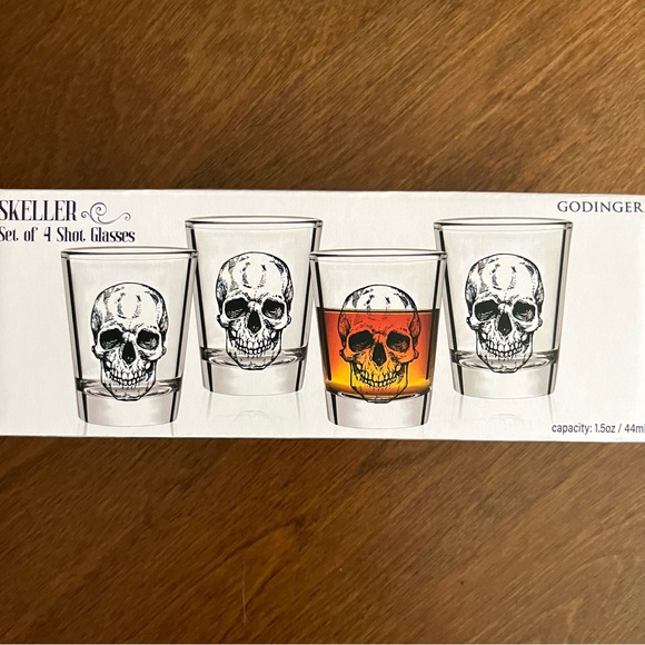 Skeleton Shot Glasses Set of 4 New In Box💀 - Picture 2 of 7